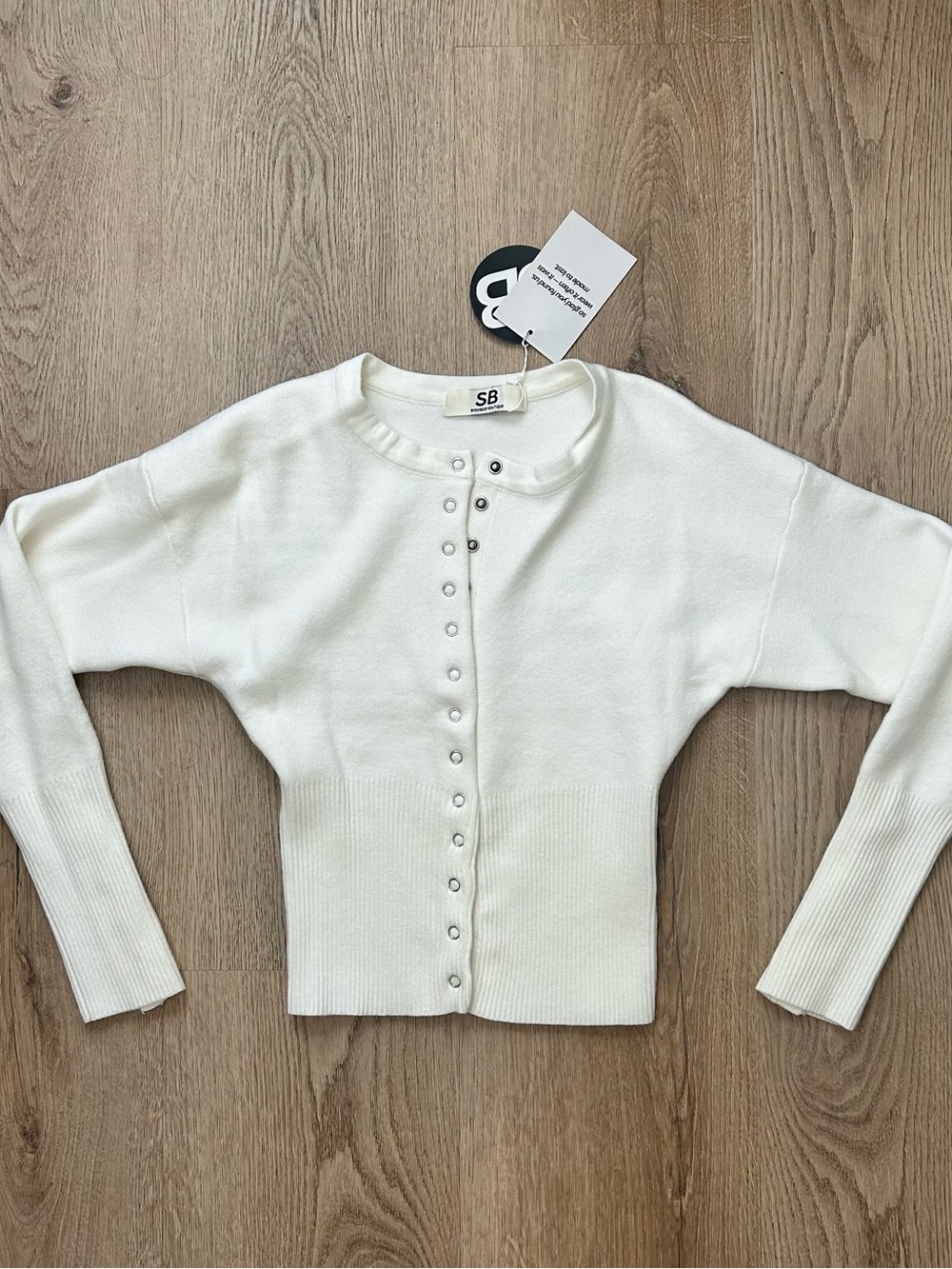 SB White Cropped Button Front Cardigan